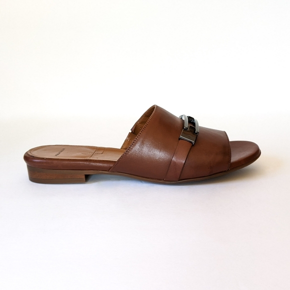 Aquatalia Brown Leather Slides - Picture 4 of 9